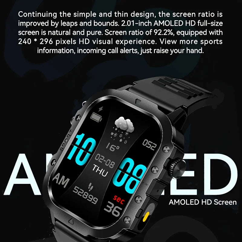 LAXASFIT 2026 New LED Men's Smart Watch Bluetooth Voice Control Multi-Sport Modes Health Monitoring Outdoor Sports Smartwatch