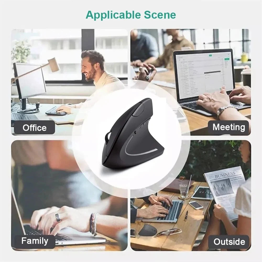HOMEFISH Vertical Mouse Ergonomic 2.4GHz Wireless Optical Mice 3 Adjustable DPI 800/1200/1600 6 Buttons for Laptop PC Computer CB DROPSHIPPING