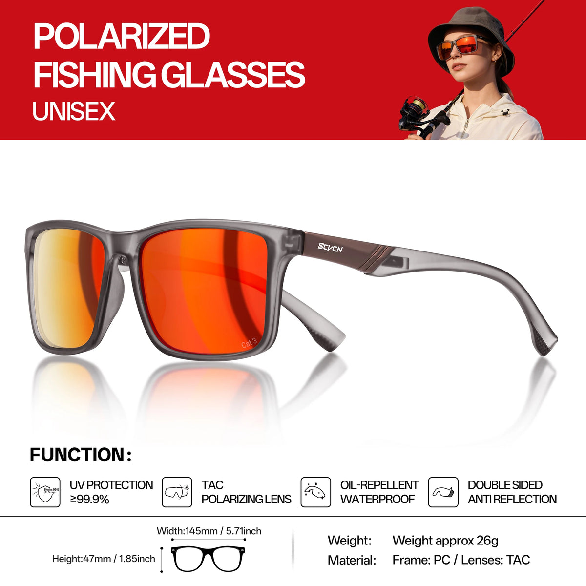 SCVCN Fishing Polarized Sunglasses Outdoor Sport Photochromic Glasses Men Outdoor Cycling Bike UV400 Protective Hiking Goggles CB DROPSHIPPING