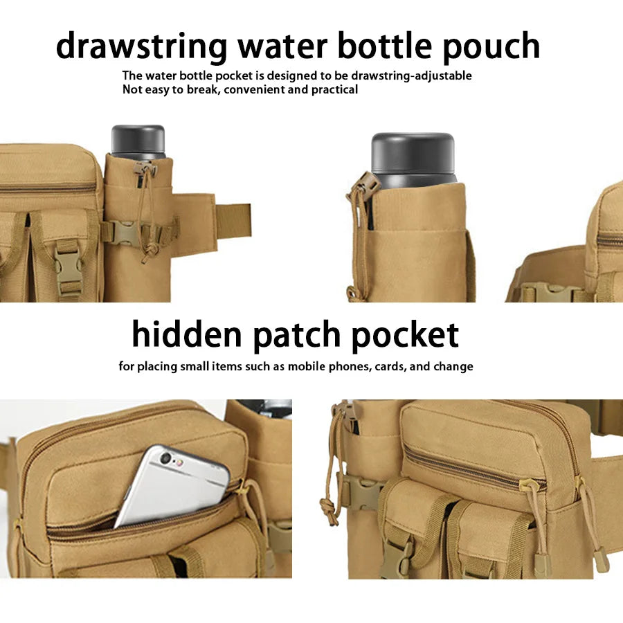 Multi-sport water bottle waist bag is detachable and suitable for outdoor sports such as mountaineering, camping, and hiking CB DROPSHIPPING