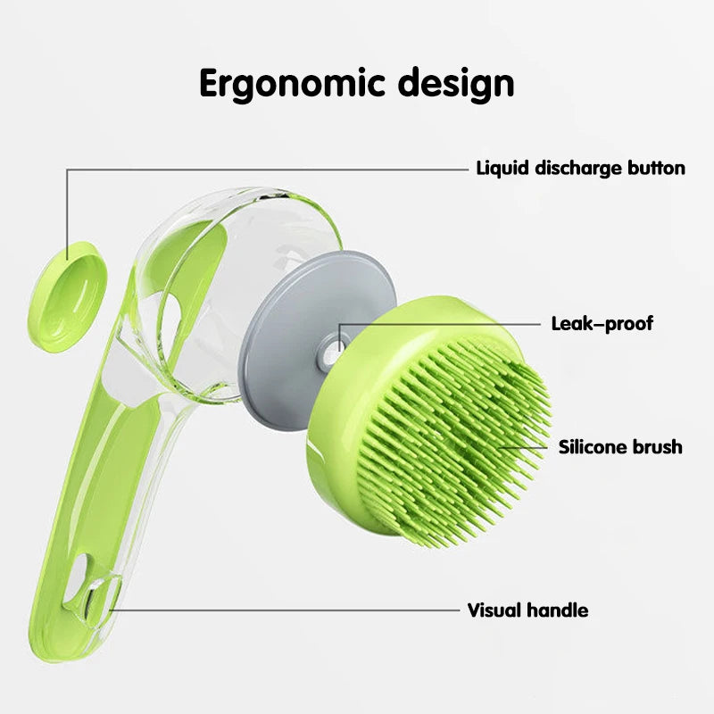 Cat Dog Bathing Brush Pet Massage Brush Shampoo Dispenser Soft Silicone Rubber Bristle for Dogs and Cats Shower Grooming Tool