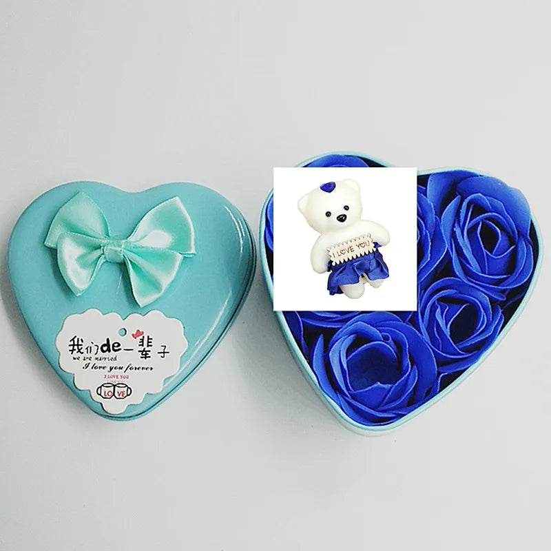 Heart Scented Bath Body Petal Rose Flower Soap Roses Bear Gift Box Valentine's Day New Year Wedding Decoration Selling Wedding