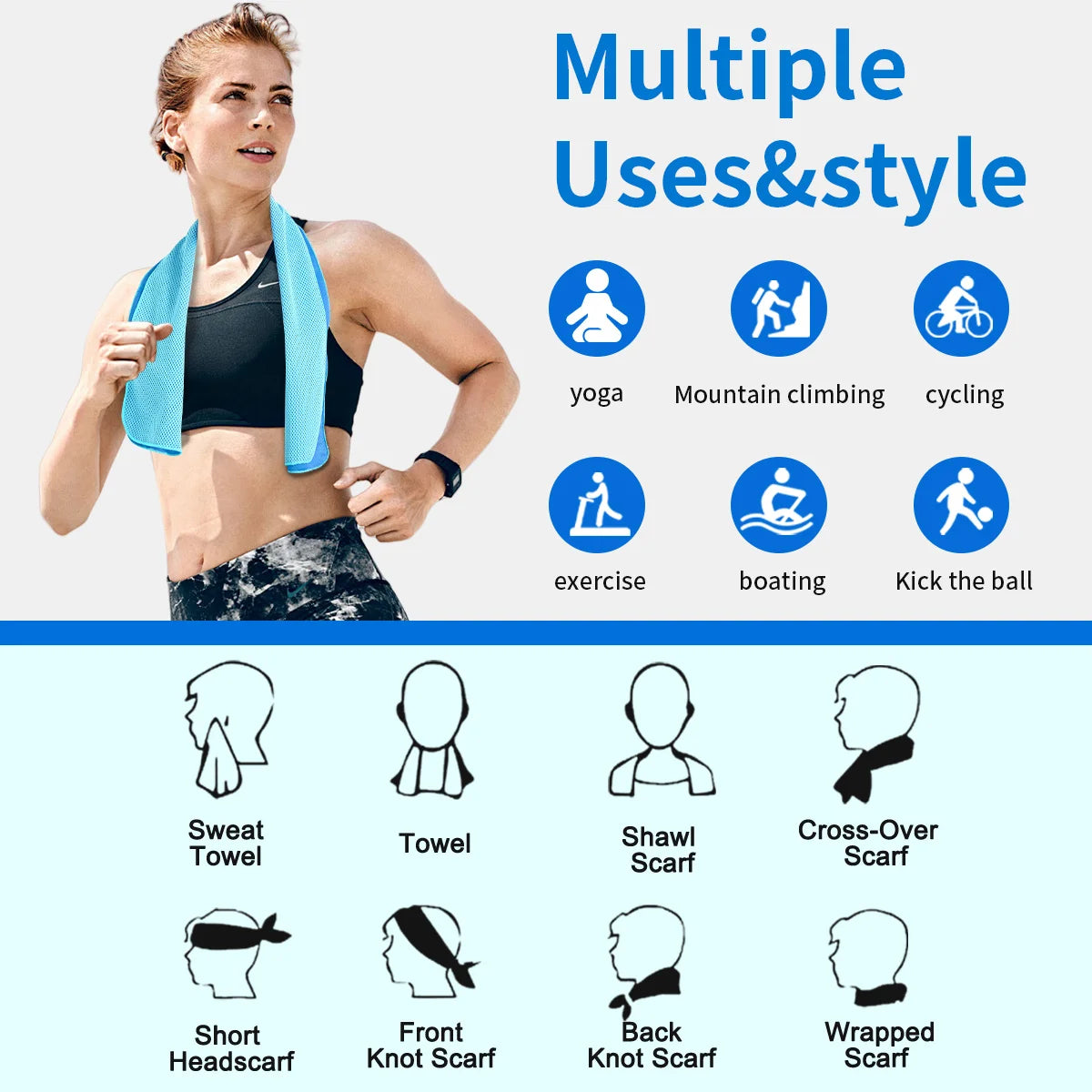 Portable Mini Silica Gel Set Cold Towel Quick Drying Breathable Chilly Sweat Absorption Sports Cooling Towel Running Yoga Gym