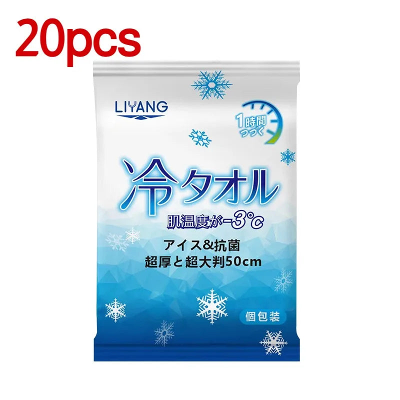 Extra Large Cooling Wet Wipes Instant Ice Cold Refreshing Summer Portable Oversized Sweat Wipes for Adult Sport Outdoor Driving