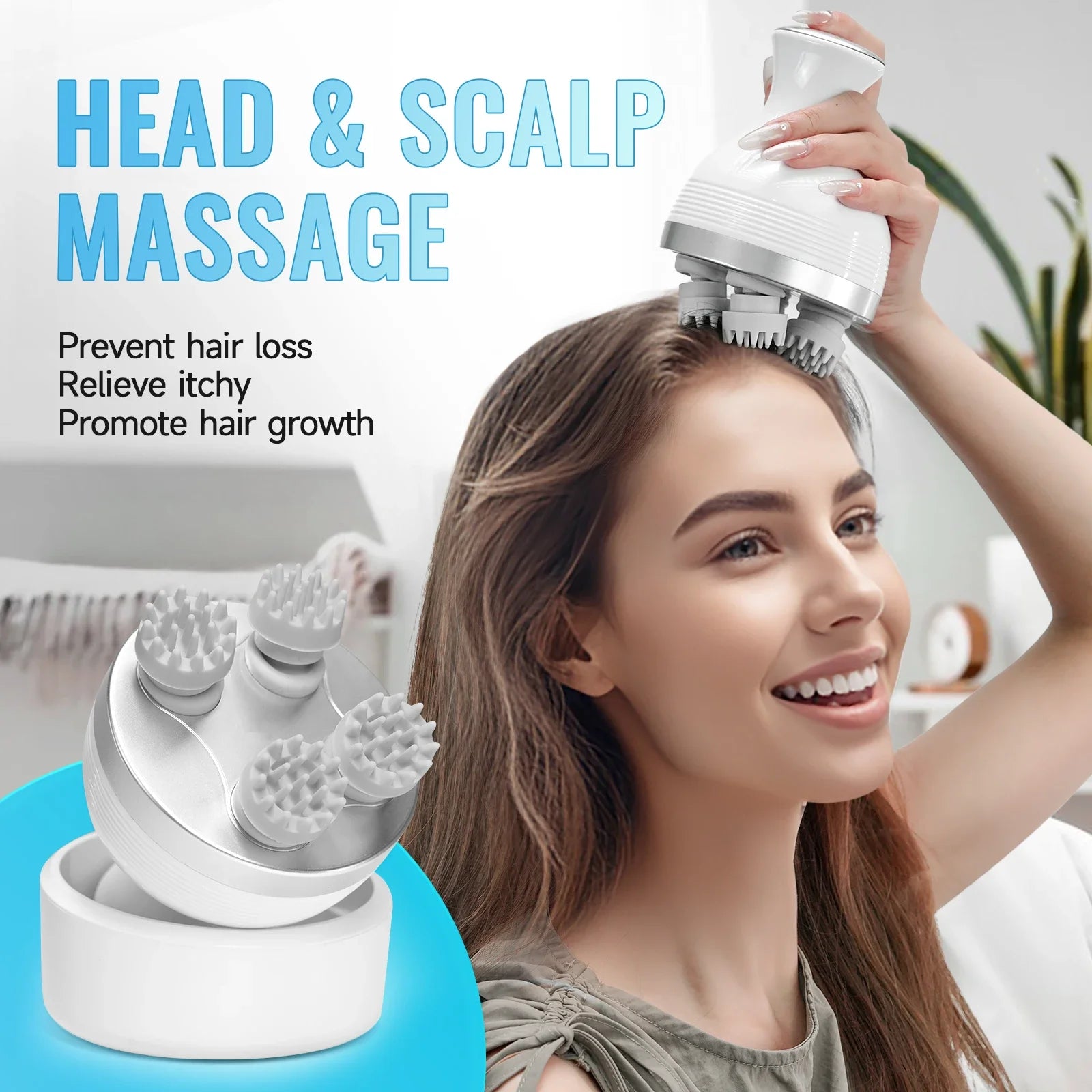 Electric Head Scalp Massager Body Massage Neck Deep Tissue 4 Kneading for Hair Growth Wireless Stress Relax and Cat Pet Claw CB DROPSHIPPING