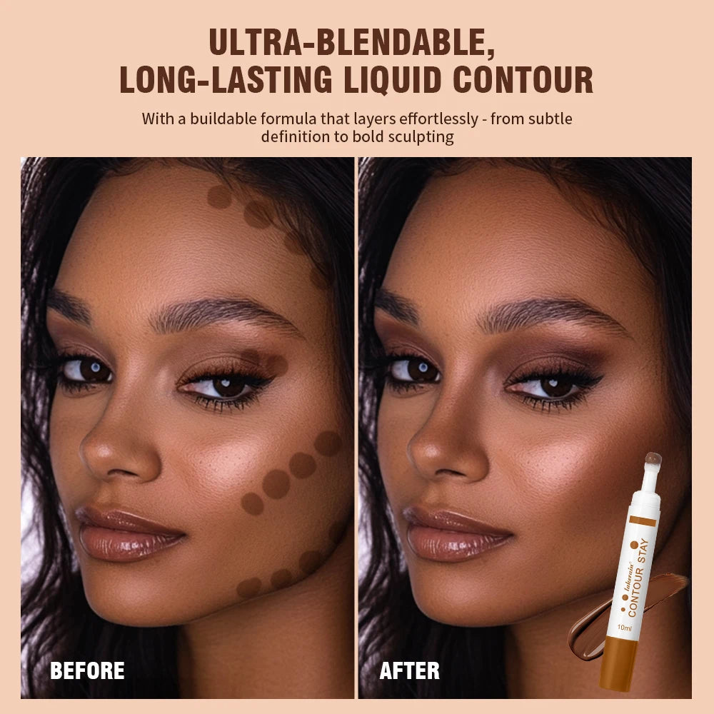 6-colors Moisturizing Liquid Contour Stay Cream Bronzer Waterproof Lightweight 3D Concealer Nourishing Face Contour Makeup CB DROPSHIPPING