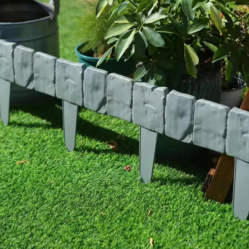 Garden PP Fence Edging,10Pcs Home Garden Border Edging Plastic Fence Stone DIY Yard Landscape Plant Fence Fit for Lawn Yard Flow