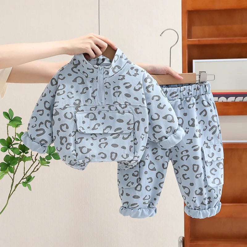 Fashion Autumn Children Suits Baby Boys Girls Clothes stamp Cotton T-Shirt Pants 2Pcs/sets Spring Toddler Clothing Sport Suits CB DROPSHIPPING