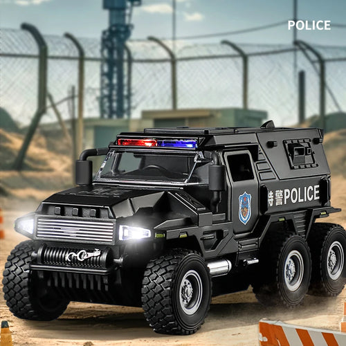 1:32 SWAT City Police Truck Model Diecast Play Off-road Vehicle Sound and Light Sport Car Toys for Children Collection Gifts
