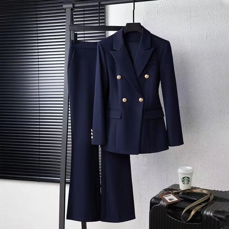 Professional Suit Set Women's Interview Formal Iron-Free Commuter Two-Piece Spring New Style Long Sleeve Long Pants