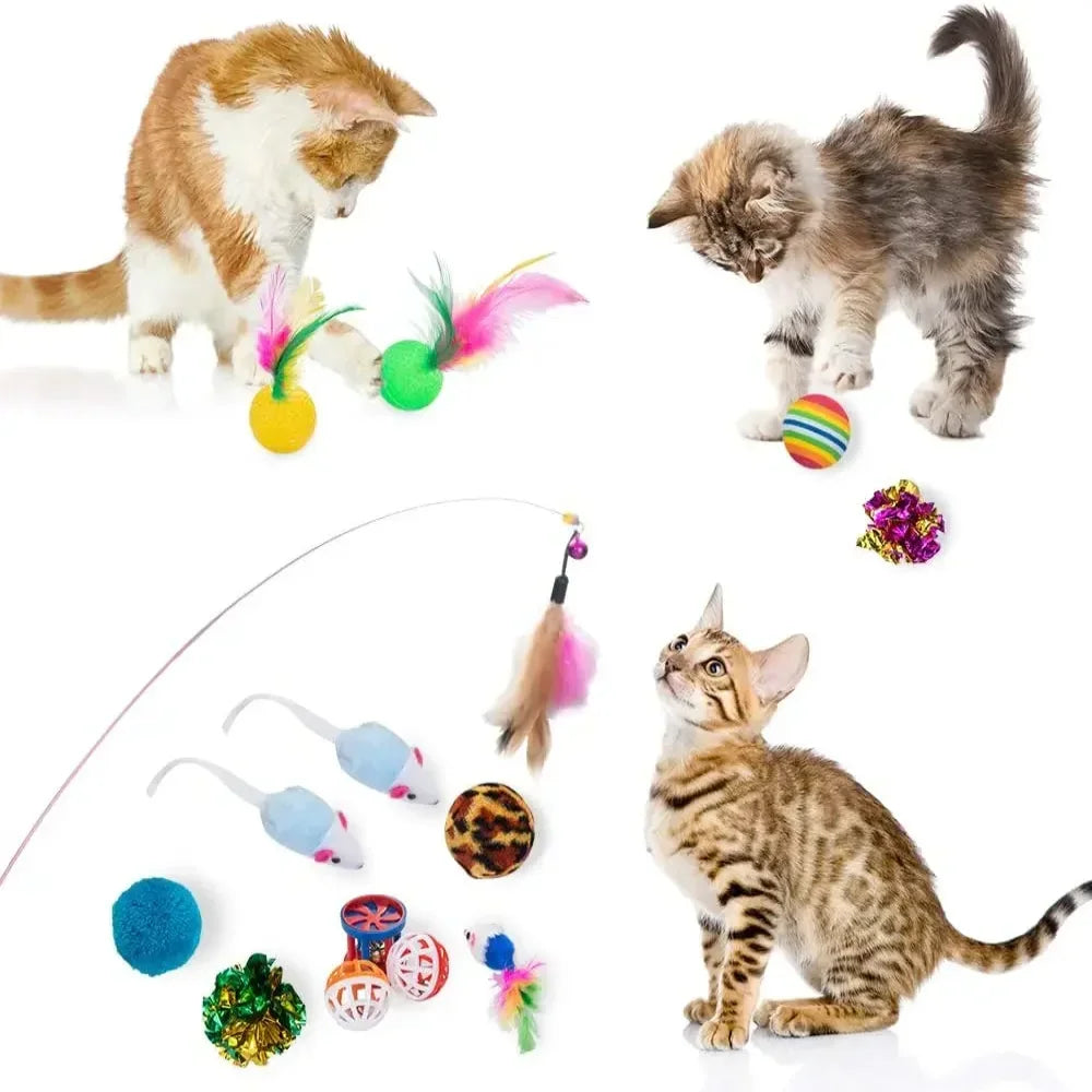 Kitten Toys Variety Pack-Pet Things for Cat Toy Combination Set Toy Funny Cat Stick Sisal Mouse Bell Ball Cat Supplies 21 Piece CB DROPSHIPPING