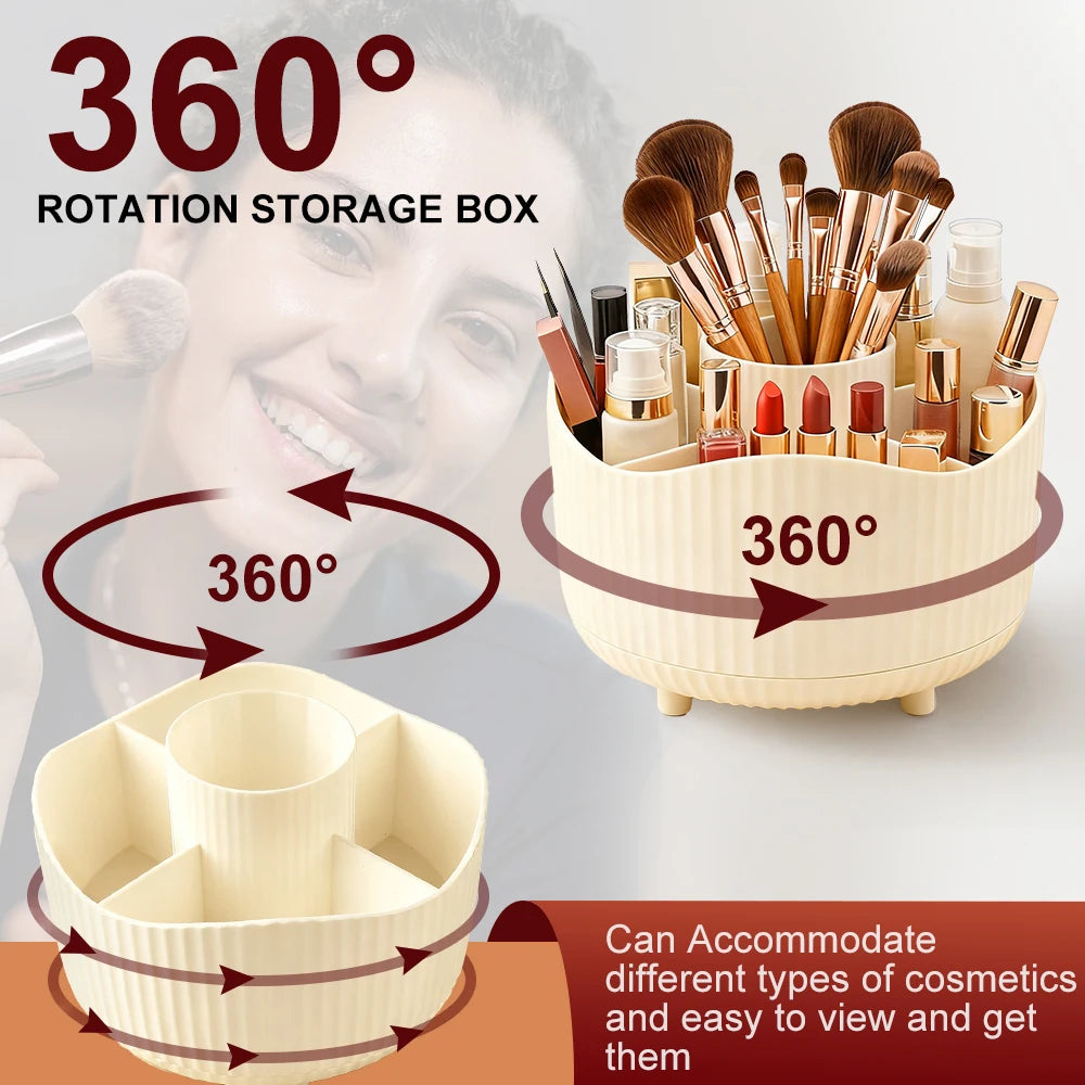 Rotating Makeup Organizer, Cosmetic Display Case with Brush Holder Perfume Tray, Storage Carousel for Vanity Bathroom Countertop CB DROPSHIPPING