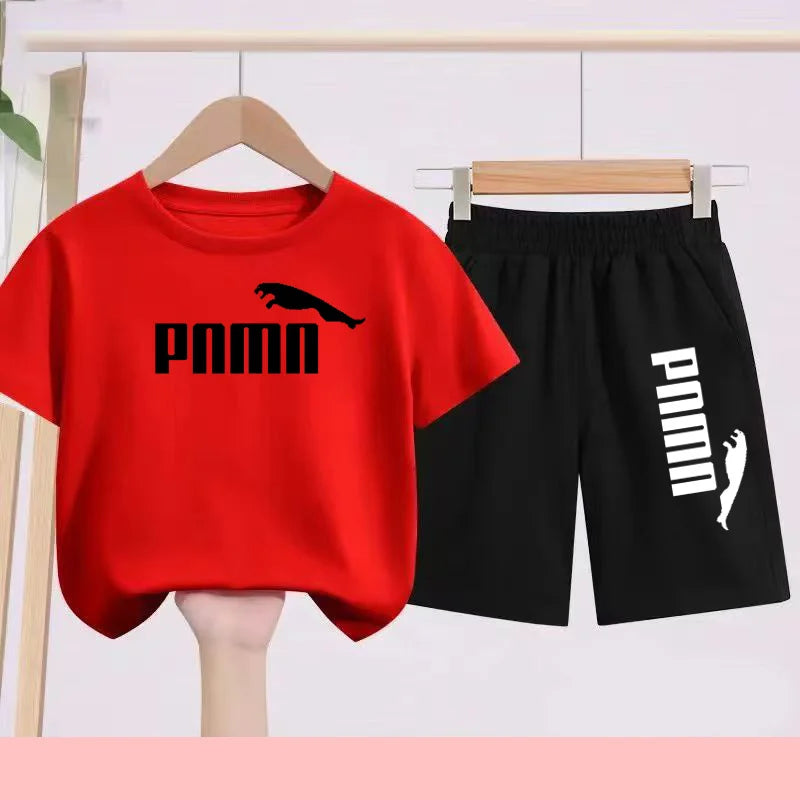 Summer 2 Piece Set 3-12 Age Children T-Shirt Letters Casual Short Sleeve+Shorts Boy Girl Comfortable Breathable Sportswear CB DROPSHIPPING