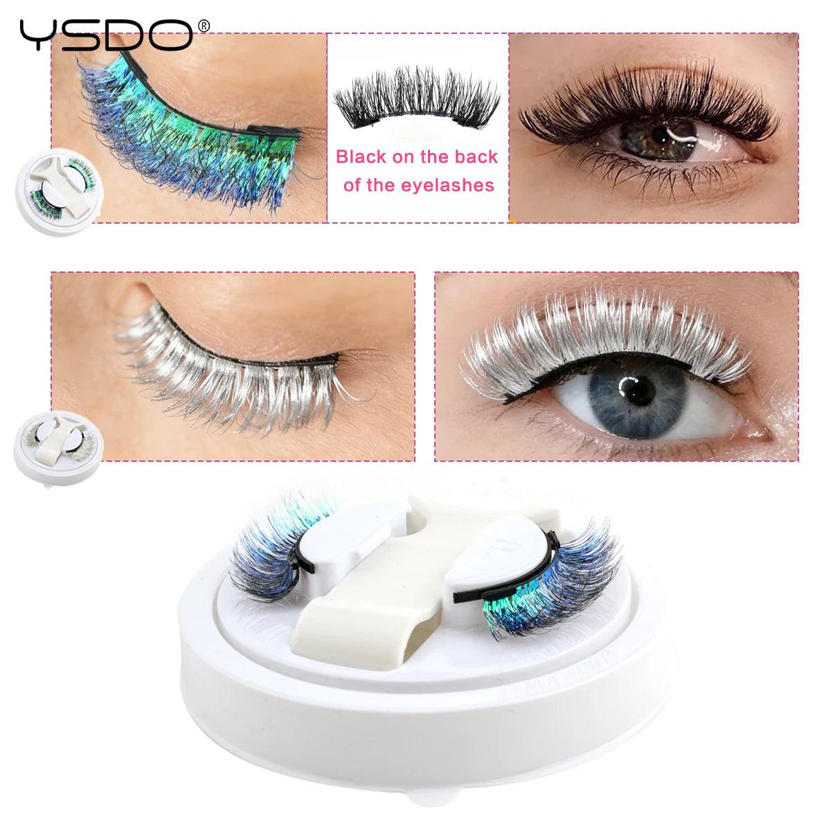 YSDO Colored Magnetic Eyelashes Natural Faux 3D Mink Lashes Reusable Makeup Party Cosplay Shiny Colorful Magnet False Lashes CB DROPSHIPPING