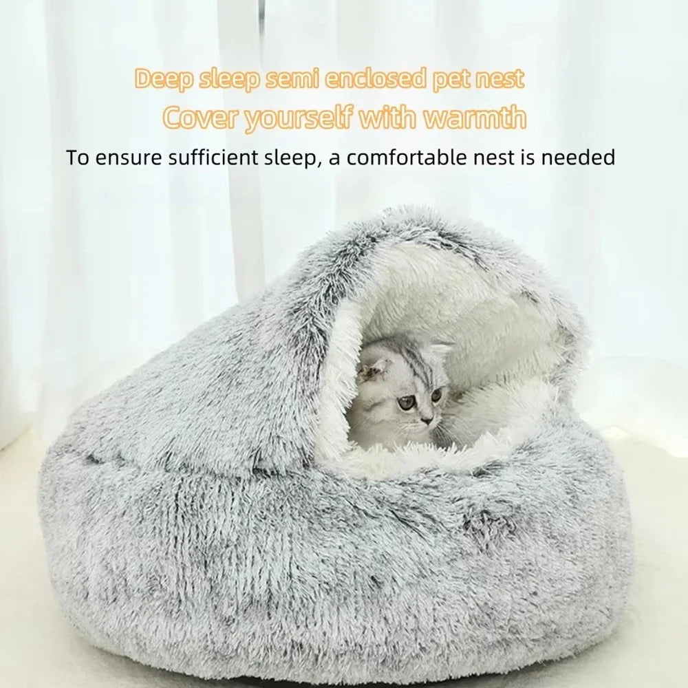 Winter Plush Pet Cat Bed Round Cat Cushion Cat House 2 In 1 Warm Cats Basket Pet Sleep Bag Kitten Nest Kennel for Small Dog Cats CB DROPSHIPPING