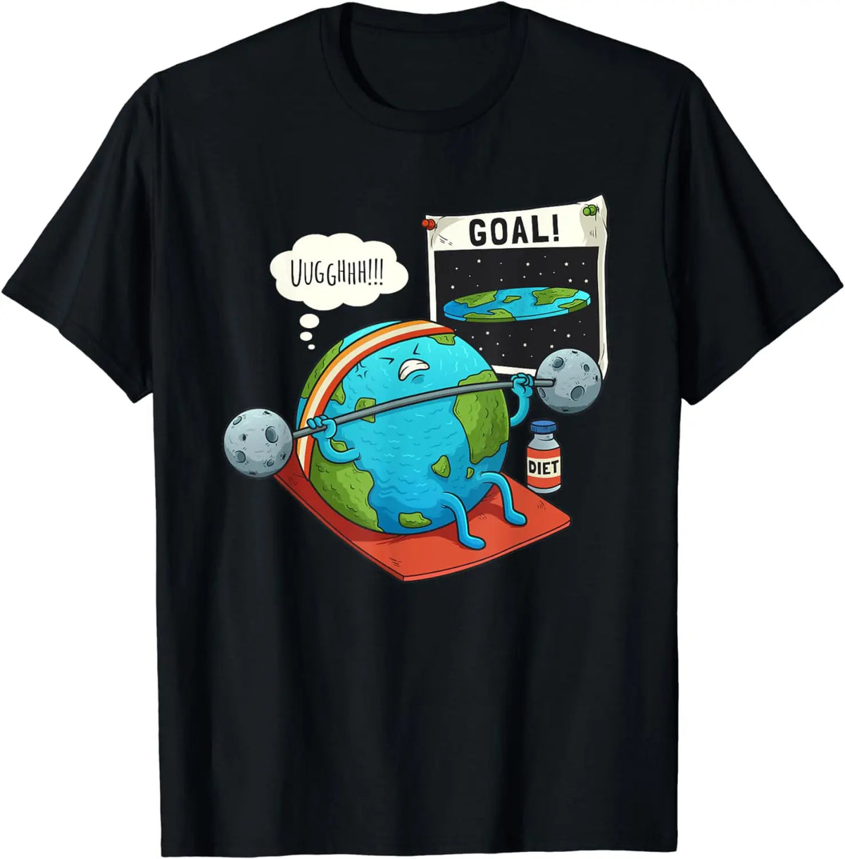 Funny Flat Earth Fitness Goal Gym Workout Training Meme T-Shirt  Men Clothing Tops Graphic T Shirts Streetwear Camisas CB DROPSHIPPING