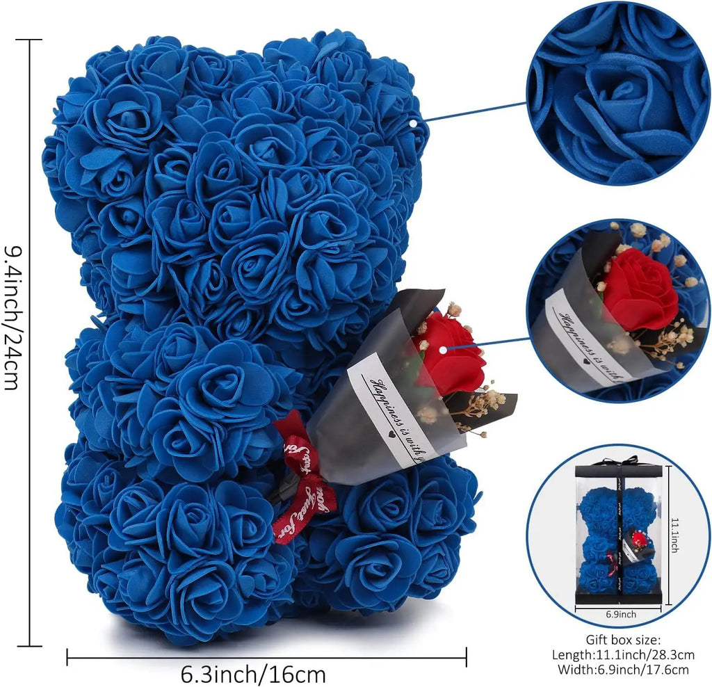 2024 New Artificial Flower Eternal Rose Teddy Bear for Mom Mother's Day Birthday Valentine's Day Anniversary Gifts & Decorations