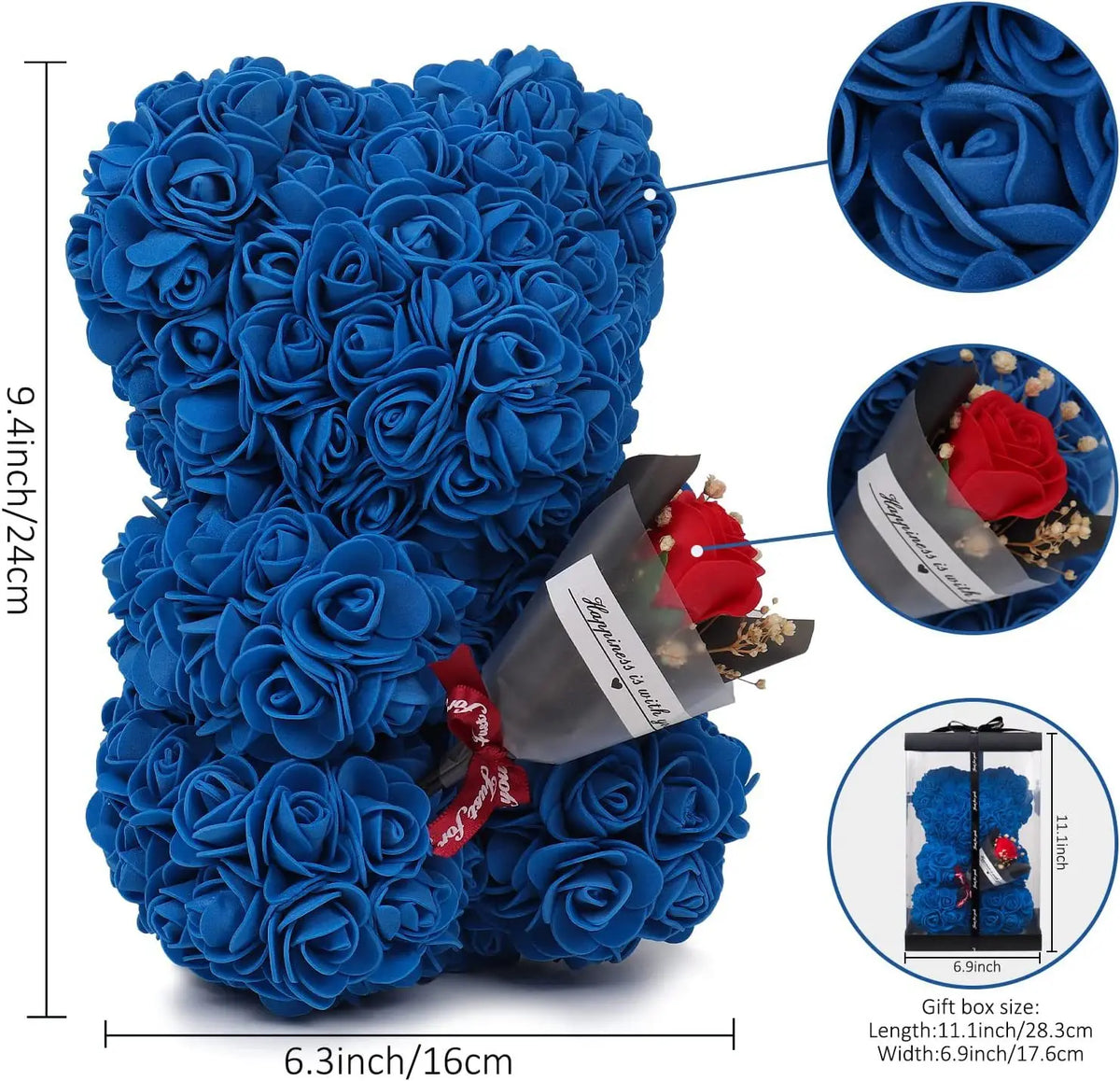 2024 New Artificial Flower Eternal Rose Teddy Bear for Mom Mother's Day Birthday Valentine's Day Anniversary Gifts & Decorations