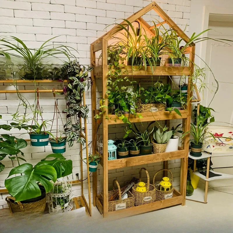 Garden Black Plant Stands Wooden Pots Shelf Patio Plant Stands Flower Outside Giardino Arredamento Esterno Terrace Furniture