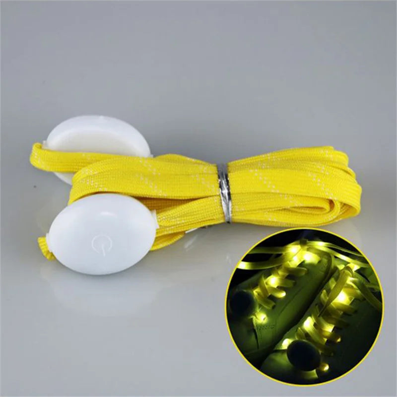2Pcs LED Sport Luminous Shoelaces Glow Shoe Strings Round Flash Light Shoelaces Batteries No Tie Lazy Shoe Laces Party Decor