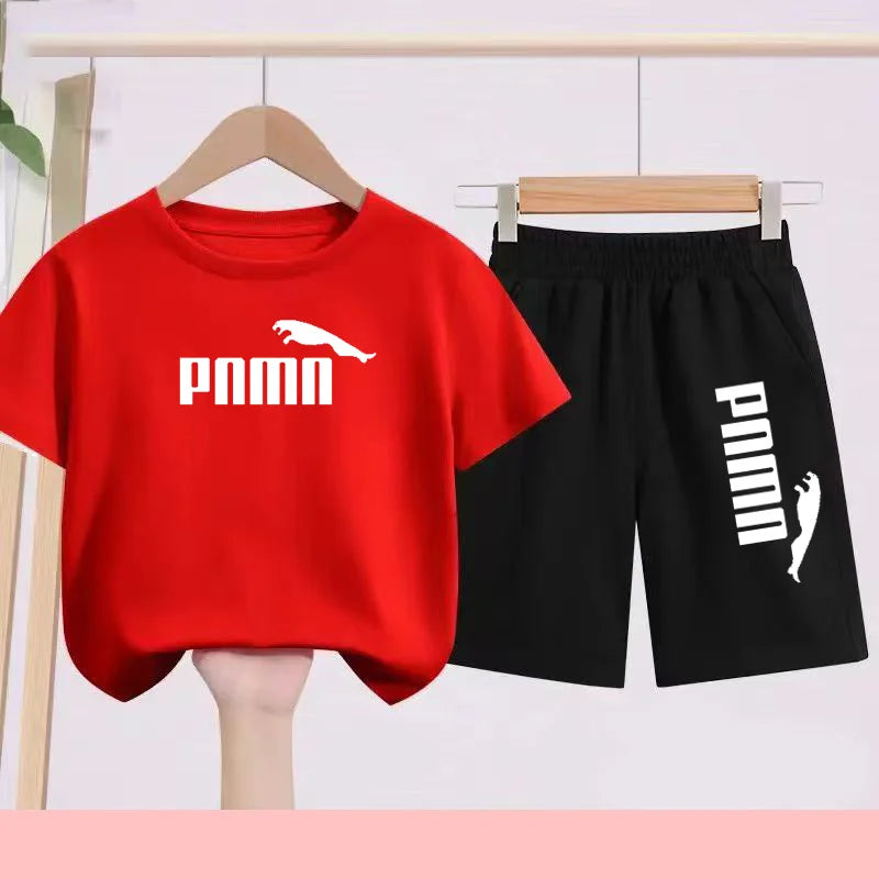 Summer 2 Piece Set 3-12 Age Children T-Shirt Letters Casual Short Sleeve+Shorts Boy Girl Comfortable Breathable Sportswear CB DROPSHIPPING
