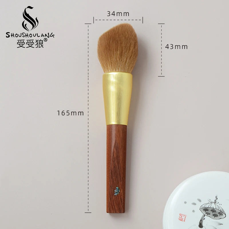 Soft Saibikoho Goat Hair Makeup Brush 1PC Shoushoulang High-end Hand Crafted Blush Contour Brush Rosewood Handle Makeup Brush
