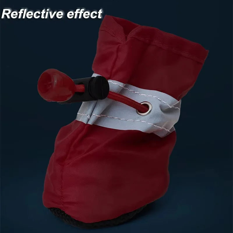 4pcs/set Anti-slip Puppy Shoes Waterproof Winter Boots for Small Medium Dogs Foot Cover Rain Snow Booties Pet Paw Accessories CB DROPSHIPPING