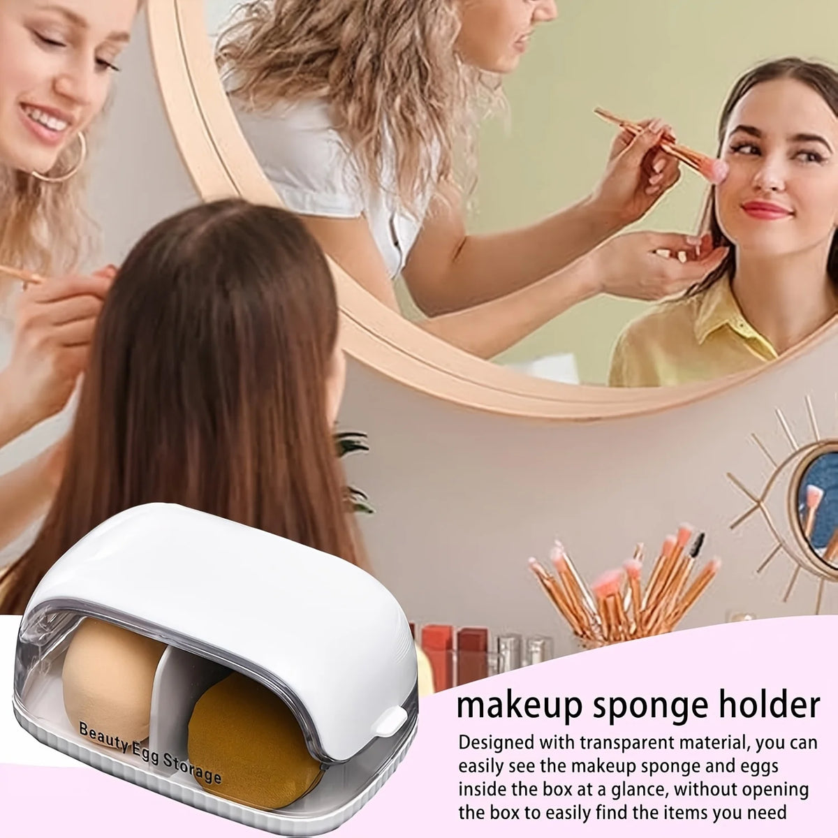 1pc Transparent Makeup Sponge Holder Dustproof Plastic Beauty Organizer Travel Home Cosmetic Storage Makeup Organizers with Lid CB DROPSHIPPING
