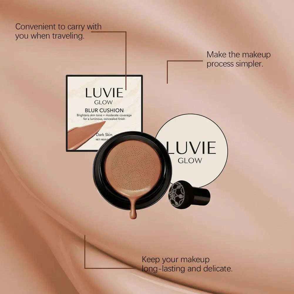 LUVIE GLOW Mushroom Head Air Cushion BB Cream Foundation Cream Face Concealer Moisturizing Waterproof Magic Foundation Makeup