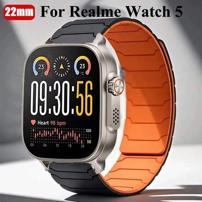 22mm Sport Magnetic Silicone Band For Realme Watch 5 Smartwatch Wrist Bracelet For Realme Watch S2/Realme S 2 2Pro 3 3 Pro Band CB DROPSHIPPING