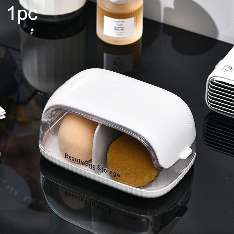 1pc Transparent Makeup Sponge Holder Dustproof Plastic Beauty Organizer Travel Home Cosmetic Storage Makeup Organizers with Lid CB DROPSHIPPING