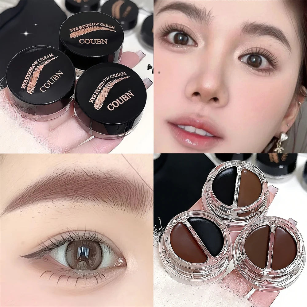 Two-Tone Matte Eyebrow Cream With Brush for Eyeliner & Eye Brow Waterproof Sweat Proof Wild Eyebrow Gel 3D Natural Tint Makeup CB DROPSHIPPING
