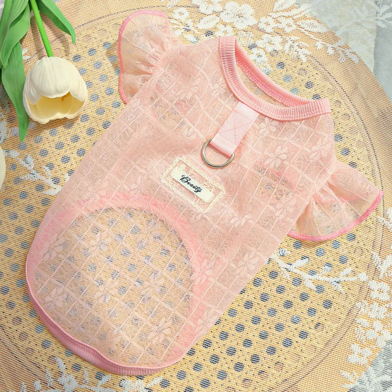 Cute Dog Cooling Vest Solid Breathable Mesh Thin Dog Summer Clothes Chihuahua Bichon Pet Clothing Cat T Shirts Puppy Undershirt