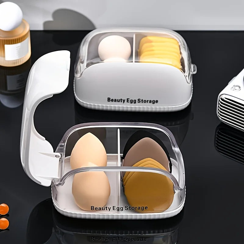 1pc Transparent Makeup Sponge Holder Dustproof Plastic Beauty Organizer Travel Home Cosmetic Storage Makeup Organizers with Lid CB DROPSHIPPING