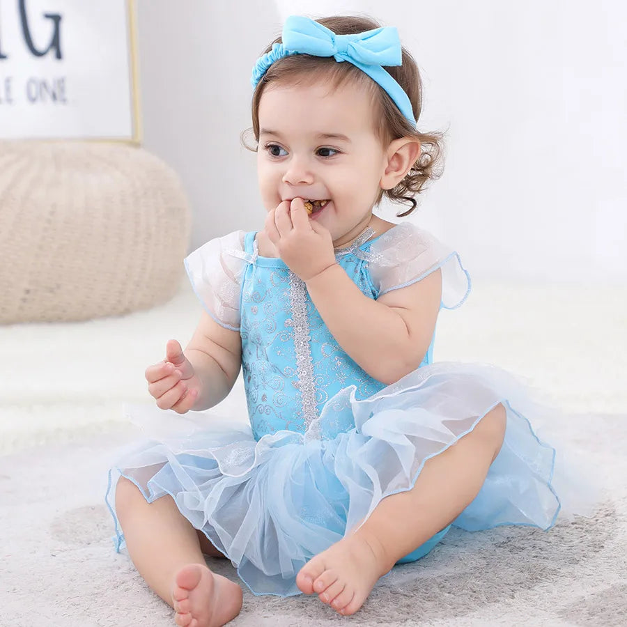 Baby Girls Costumes Kid Romper Tutu Dress with Headband Infant Baby Girl Princess Alice Clothes Aurora Belle Dress Party Costume CB DROPSHIPPING