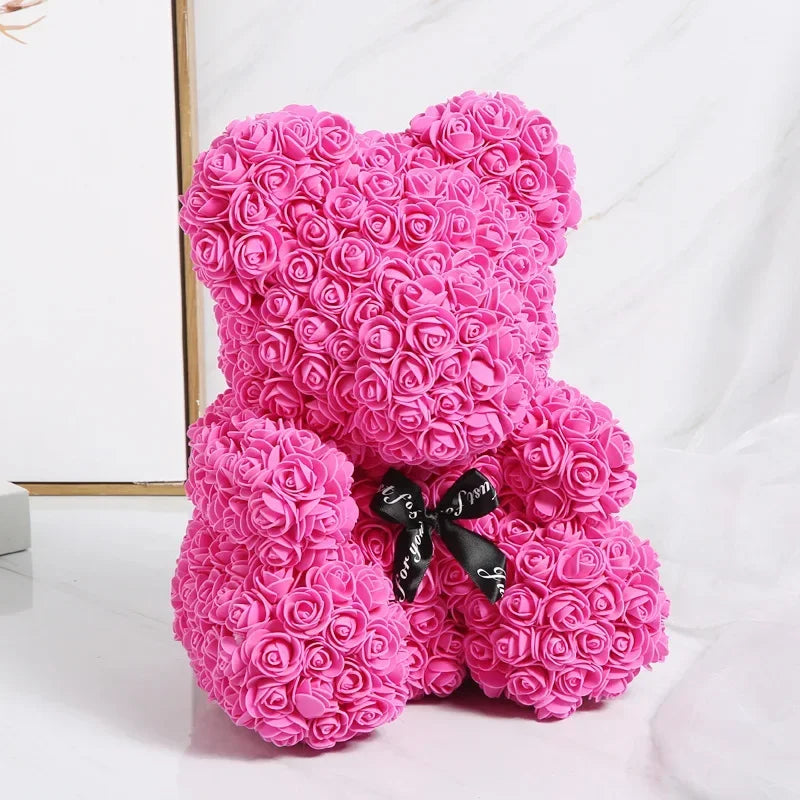Artificial Rose Bear Flower Valentine's Day Gift Birthday Anniversary Gift with DIY Gift Box Packaging Wedding Decoration