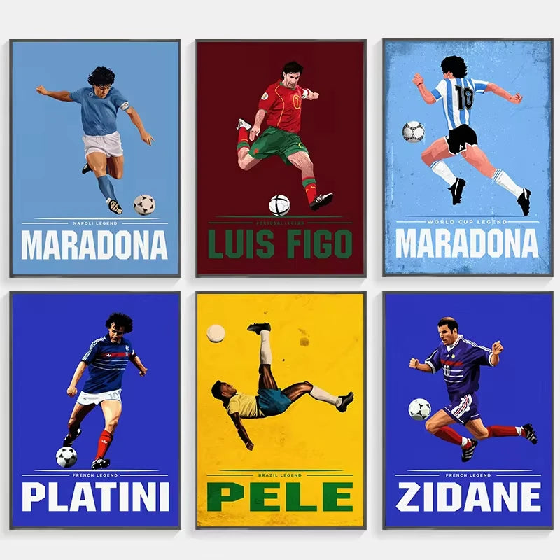 Sport Soccer Football Player Star Wall Art Poster World Famous Idol Home Decor Canvas Painting Mural Collection Print Pictures CB DROPSHIPPING