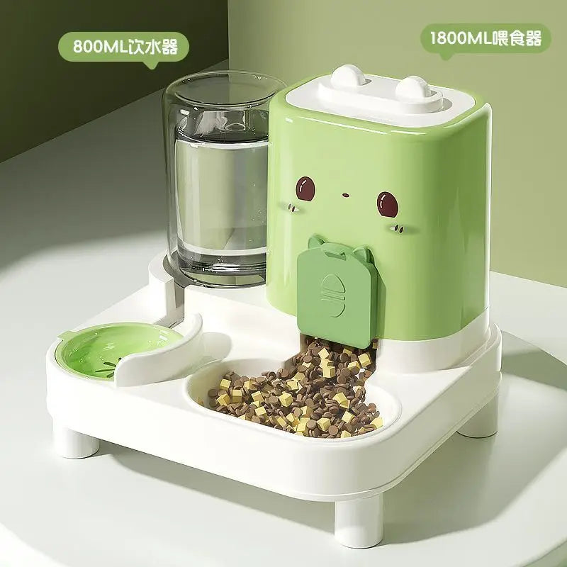 Cat Automatic Feeder Cat Dog Feeding and Water Fountain Drinker Cats Watering Supplies Food Storage Dispenser Pet Accessories