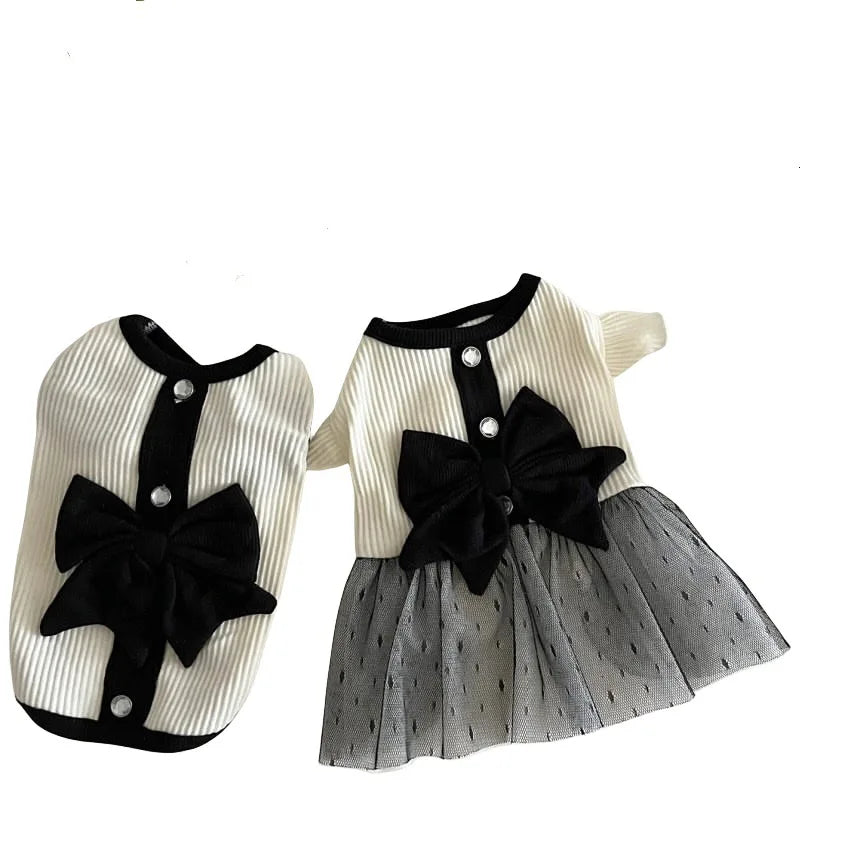 Spring New Cute Bow Yarn Dress Couple Dress Bow Dress Teddy Dog Clothes Pet Cats Dog Vest Cooling Vest for Dog