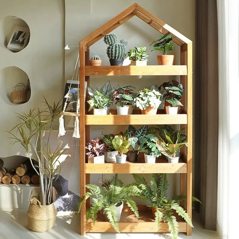 Garden Black Plant Stands Wooden Pots Shelf Patio Plant Stands Flower Outside Giardino Arredamento Esterno Terrace Furniture