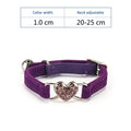 Soft Comfortable Plush Cat Collar Faux Diamond Heart Elastic Rubber Design with Bell Breakaway Safety Essential Pet Accessary