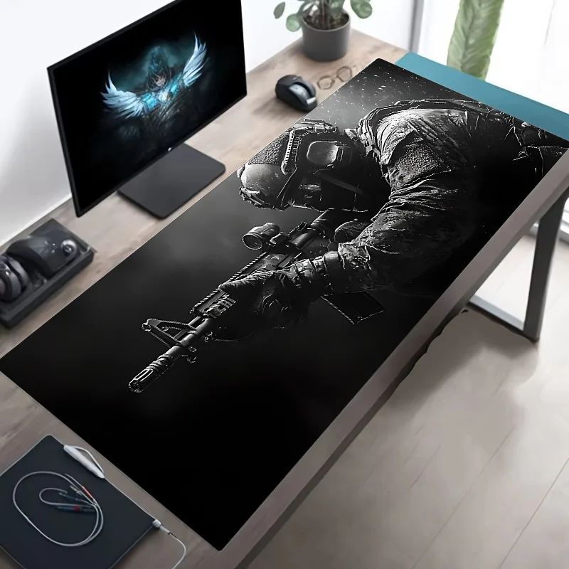 Large Mouse Pad Tactical Soldier Design Non-Slip XXL Desk Pad Gaming Accessories Stitched Edges for Home and Game for FPS Gamer CB DROPSHIPPING