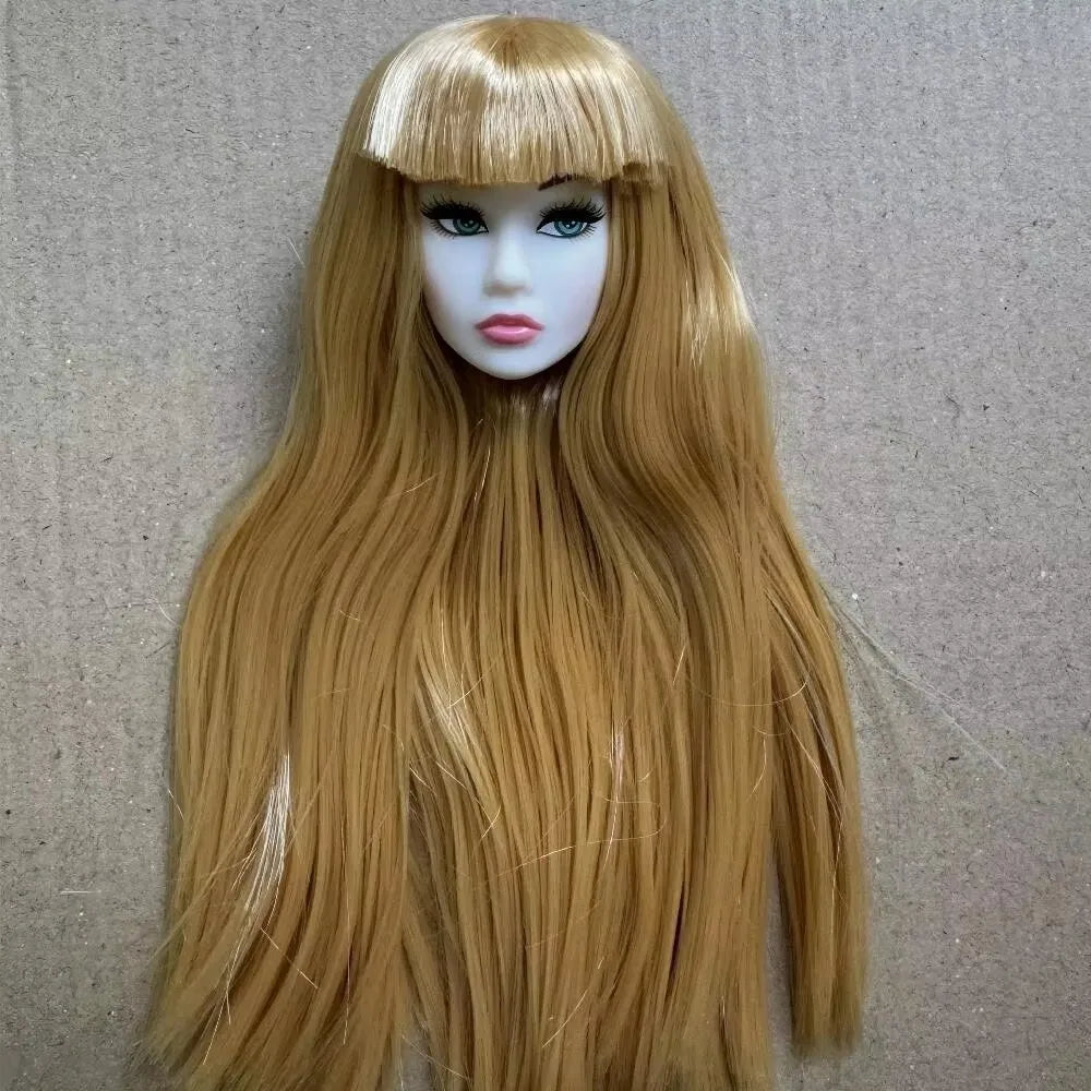 European Face Doll Head Long Hair White Normal Tan Skin Practice Makeup Head Fashion Doll Head for 11.5 Inch BJD Doll Body