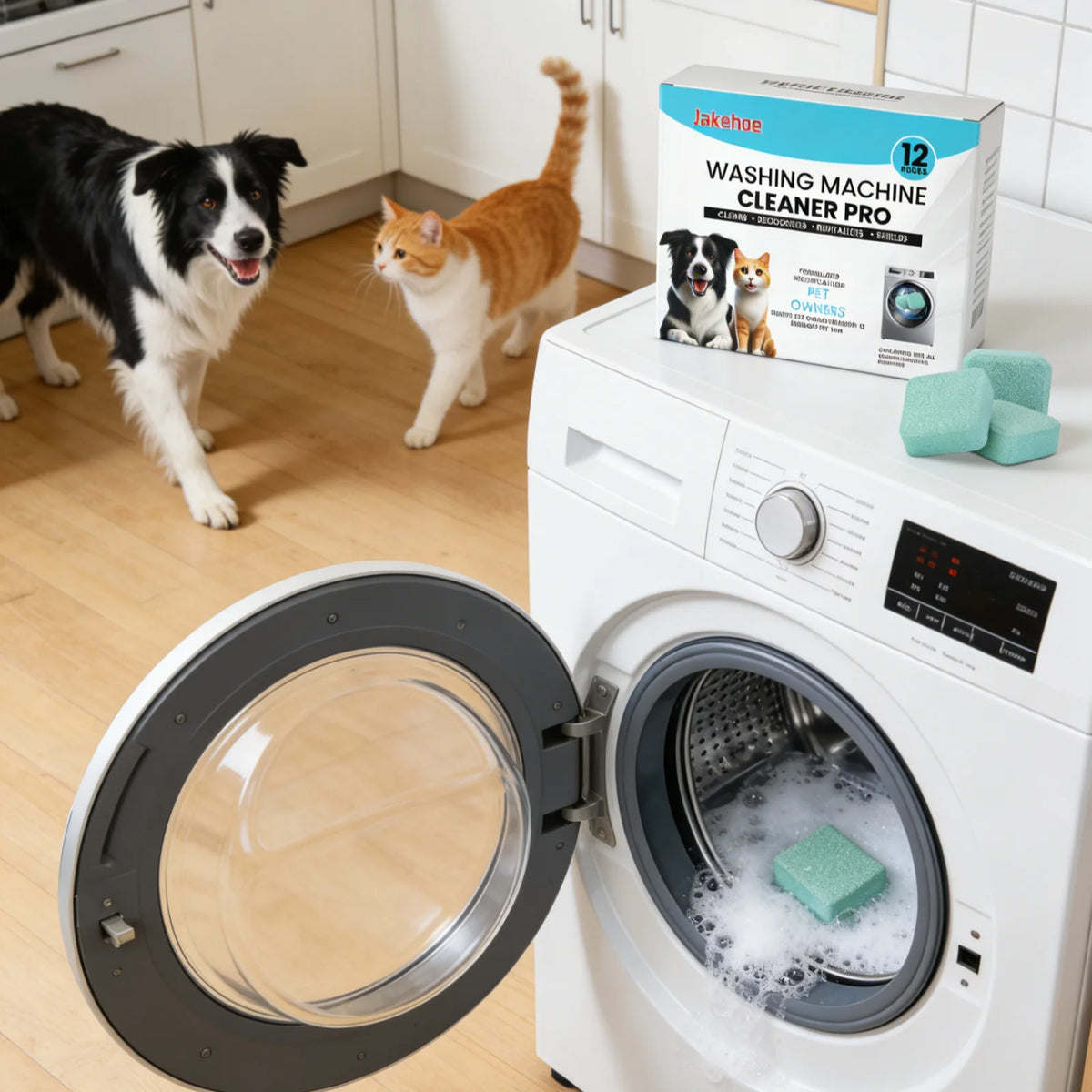 Jakehoe Washing Machine Cleaner for Pet Raising Family Deep Descaling Remove Stubborn Dirt Fresh Scent Internal Cleaning Tablets