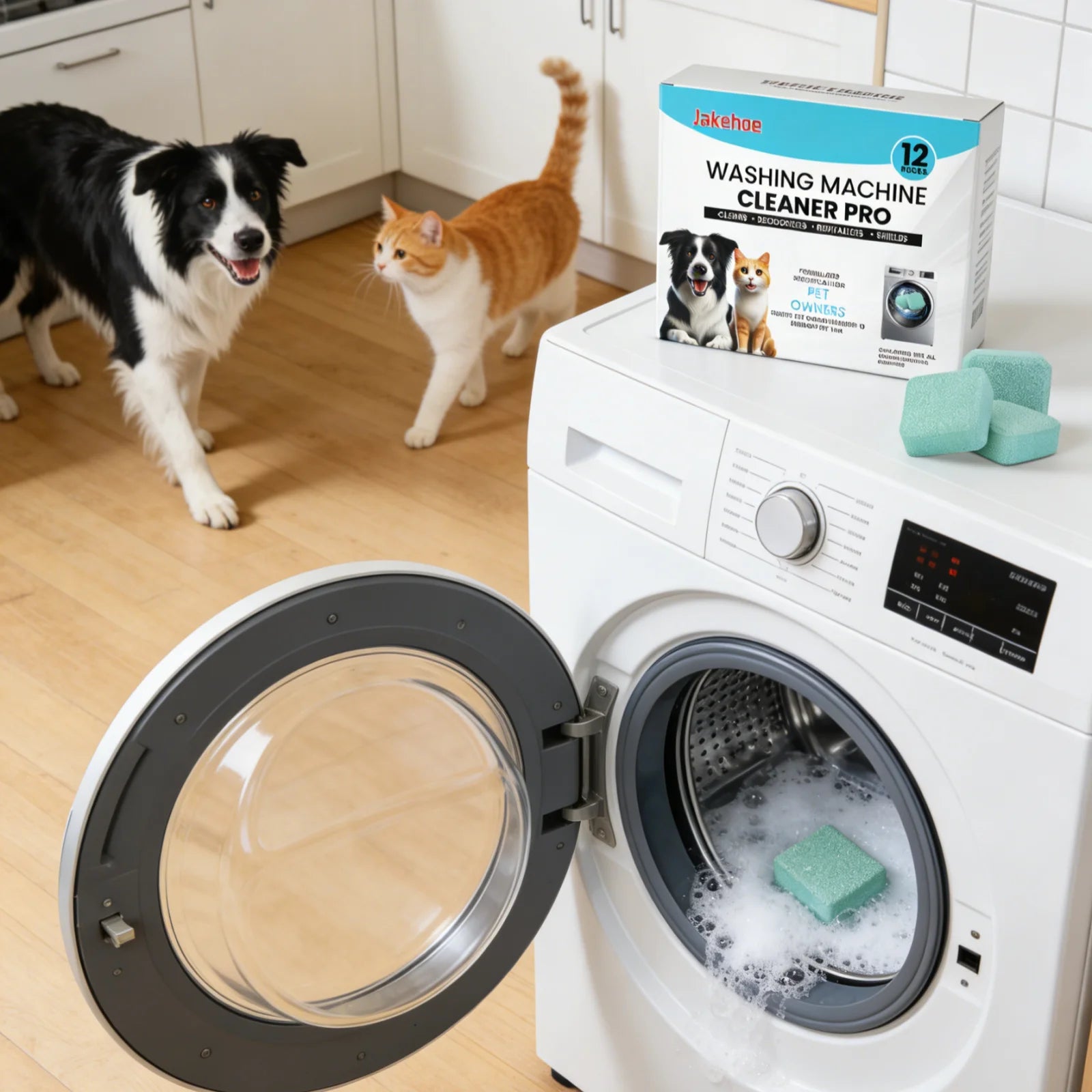 Jakehoe Washing Machine Cleaner for Pet Raising Family Deep Descaling Remove Stubborn Dirt Fresh Scent Internal Cleaning Tablets
