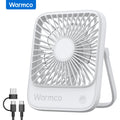 Warmco Mini USB Desk Fan Portable USB-C Fan 3-Speed Adjustable Quiet Small Personal Cooling Fan 180° Rotation for Home Travel
