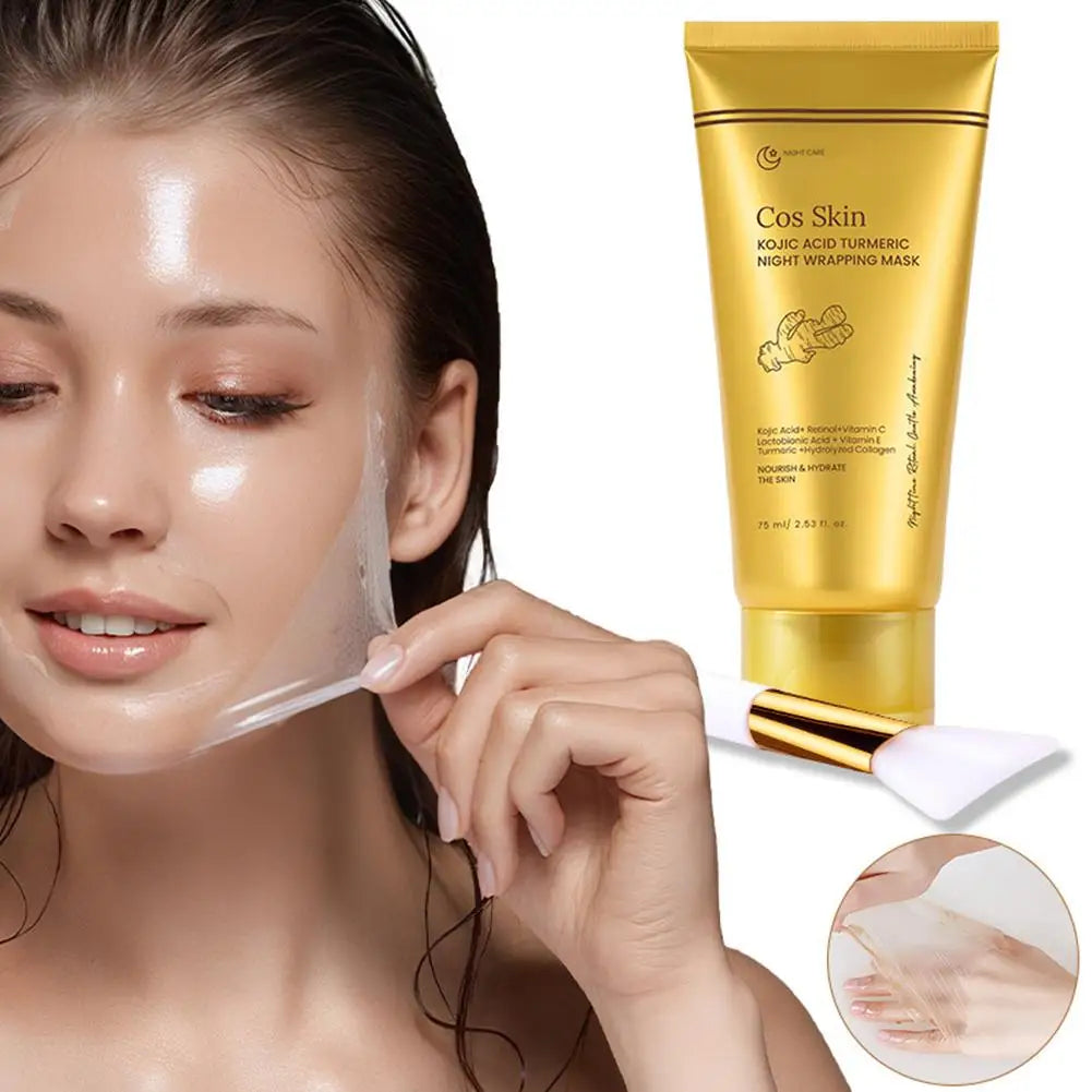 Kojic Acid Turmeric Overnight Wrapping Peel Off Mask Kit Nourish Hydrolyzed Collagen Glowing Skin Refresh Skin Firming Skincare CB DROPSHIPPING