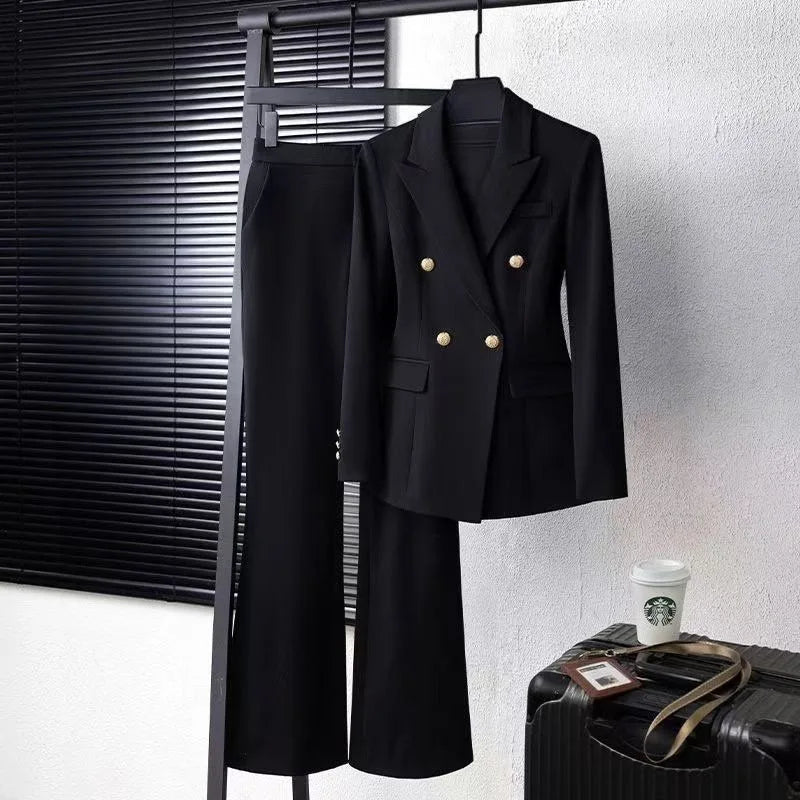 Professional Suit Set Women's Interview Formal Iron-Free Commuter Two-Piece Spring New Style Long Sleeve Long Pants