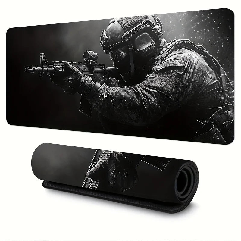 Large Mouse Pad Tactical Soldier Design Non-Slip XXL Desk Pad Gaming Accessories Stitched Edges for Home and Game for FPS Gamer CB DROPSHIPPING