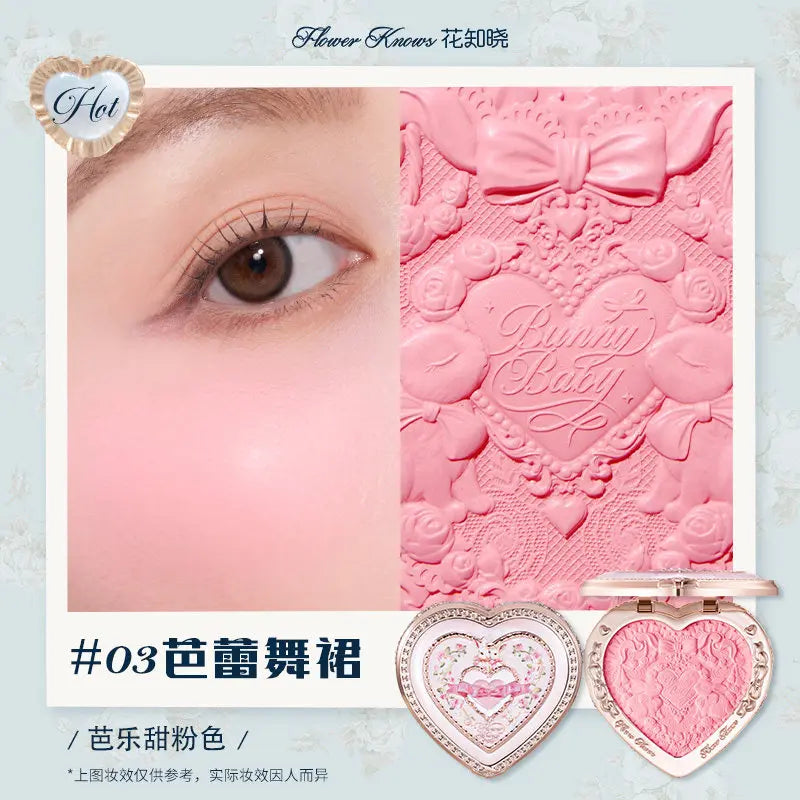 Flower Know Bunny Garde Series Blushes Cream Smooth Long-lasting All-Day Face Enhancing Makeup Blush Cream For Cheek